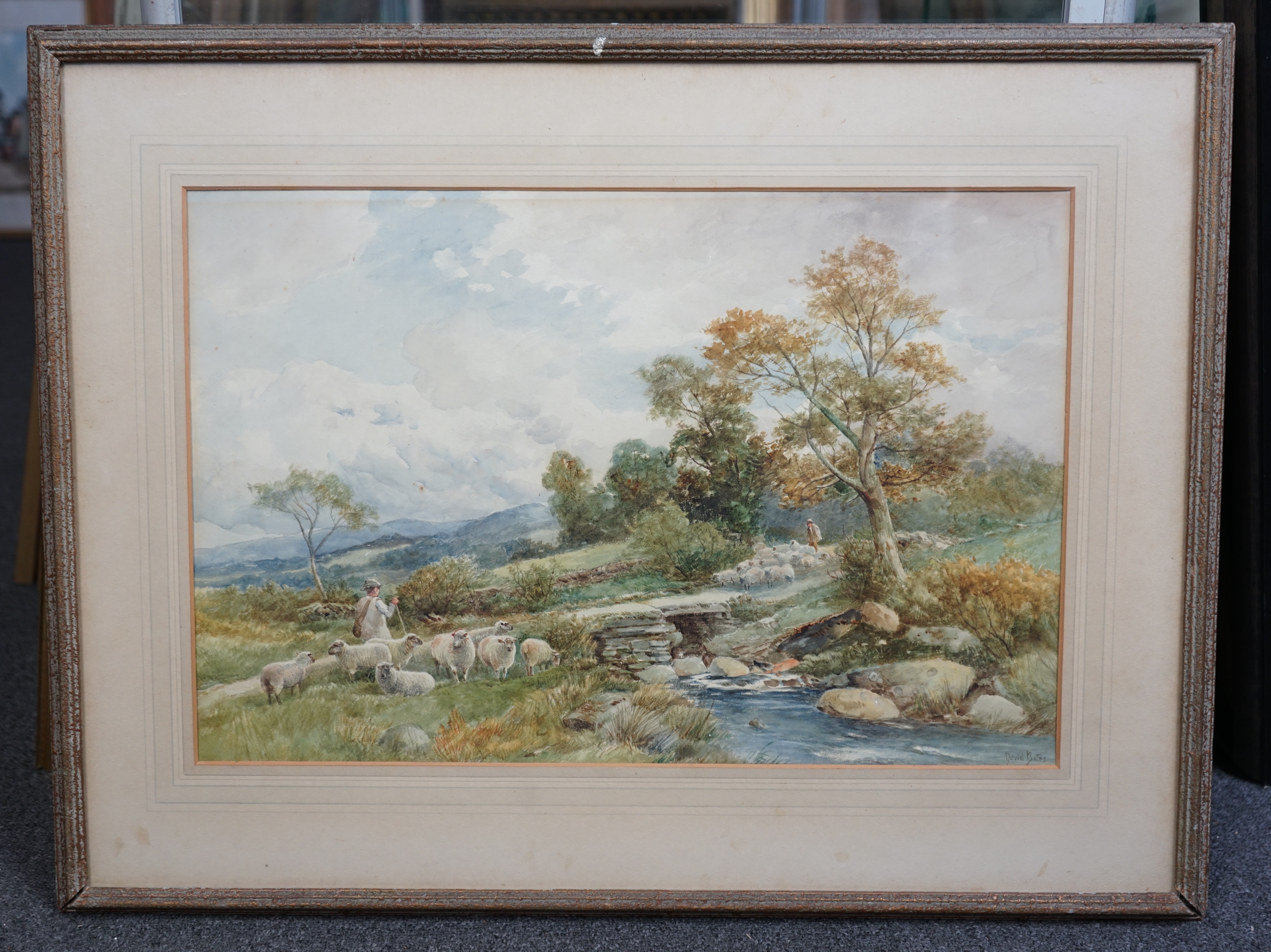 David Bates (British, 1840-1921), watercolour, 'The Brook, Capel Curig, Wales', signed, 34.5 x 52cm. Condition - fair, some spots of foxing and browning